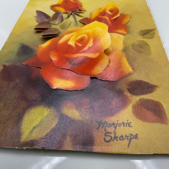 Vintage MCM Marjorie Sharp Victorian Floral Hand-cut 3D Decoupage Appliqués Folk - Picture 6 of 8